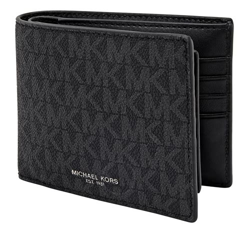 michael kors mens black leather billfold w/ passcase wallet|black mk wallet women.